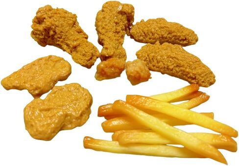 2PCS Artificial Hamburger with gingili & 9pcs Artificial French Fries Realistic Fake Food for Display, Faux Burger for Decoration Fake Food Props Fake Food Bread Model, HC2409-HC01 in Saudi Arabia