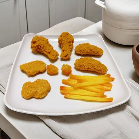 2PCS Artificial Hamburger with gingili & 9pcs Artificial French Fries Realistic Fake Food for Display, Faux Burger for Decoration Fake Food Props Fake Food Bread Model, HC2409-HC01 in Saudi Arabia