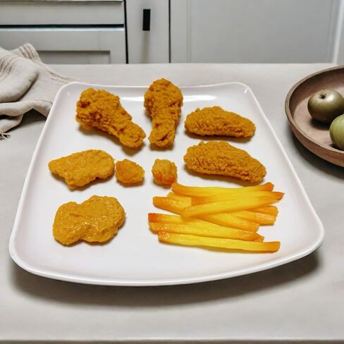 2PCS Artificial Hamburger with gingili & 9pcs Artificial French Fries Realistic Fake Food for Display, Faux Burger for Decoration Fake Food Props Fake Food Bread Model, HC2409-HC01 in Saudi Arabia