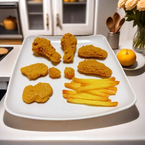 2PCS Artificial Hamburger with gingili & 9pcs Artificial French Fries Realistic Fake Food for Display, Faux Burger for Decoration Fake Food Props Fake Food Bread Model, HC2409-HC01 in Saudi Arabia
