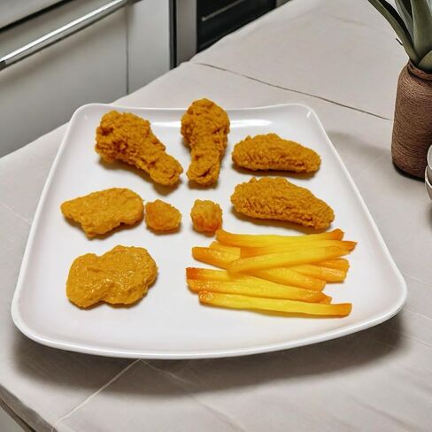 2PCS Artificial Hamburger with gingili & 9pcs Artificial French Fries Realistic Fake Food for Display, Faux Burger for Decoration Fake Food Props Fake Food Bread Model, HC2409-HC01 in Saudi Arabia