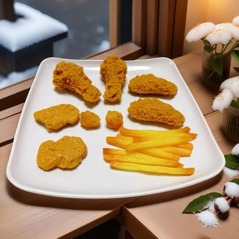 2PCS Artificial Hamburger with gingili & 9pcs Artificial French Fries Realistic Fake Food for Display, Faux Burger for Decoration Fake Food Props Fake Food Bread Model, HC2409-HC01 in Saudi Arabia