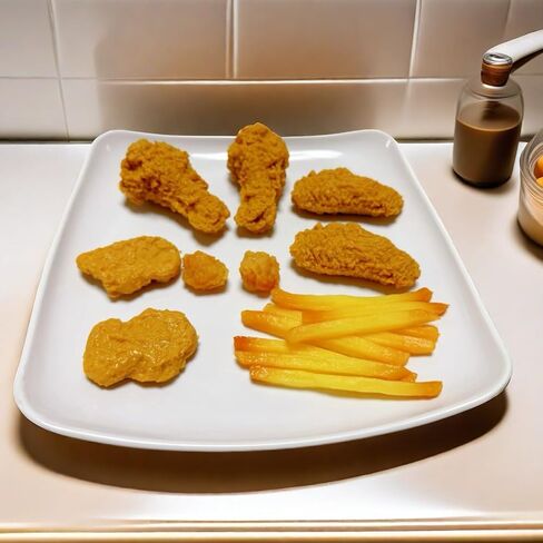 2PCS Artificial Hamburger with gingili & 9pcs Artificial French Fries Realistic Fake Food for Display, Faux Burger for Decoration Fake Food Props Fake Food Bread Model, HC2409-HC01 in Saudi Arabia