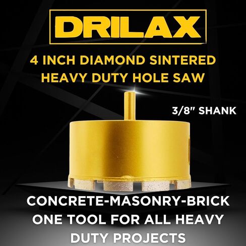 3.5 inch Diamond Hole Saw Drill Core Bit Heavy Duty Wet and Dry Use 3-1/2 inch Diamond Drill Bit for Brick, Concrete Block, Masonry 2 inches Depth of Cut - 3/8 inch Standard Shank in Saudi Arabia