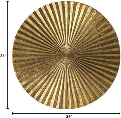 Decorlives Round Sunburst Metal Wall Art | Modern Metal Wall Hanging Décor Sculpture for Living Room Bedroom Home Office (Bright Gold | Set 6-2 Large(24") + 2 Medium(18") + 2 Small(9") Circles) in Saudi Arabia