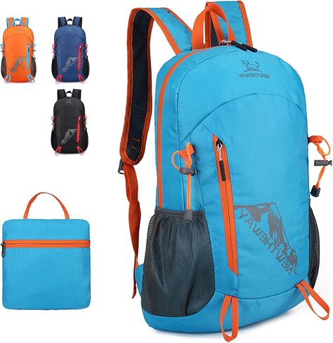 Lywencom Hiking Backpack,20L sports lightweight folding waterproof ultra-light backpack suitable for outdoor camping picnic (black) in Kuwait
