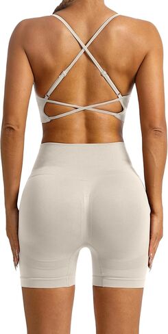 Tie Dye Seamless Workout Sets for Women 2 Piece Outfits Backless Sports Bra Scrunch Butt Gym Yoga Booty Shorts in Kuwait