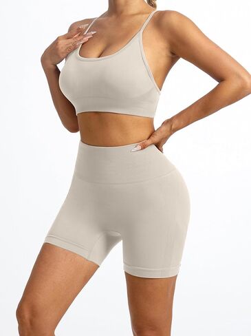 Tie Dye Seamless Workout Sets for Women 2 Piece Outfits Backless Sports Bra Scrunch Butt Gym Yoga Booty Shorts in Kuwait