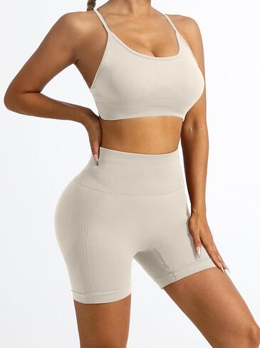 Tie Dye Seamless Workout Sets for Women 2 Piece Outfits Backless Sports Bra Scrunch Butt Gym Yoga Booty Shorts in Kuwait