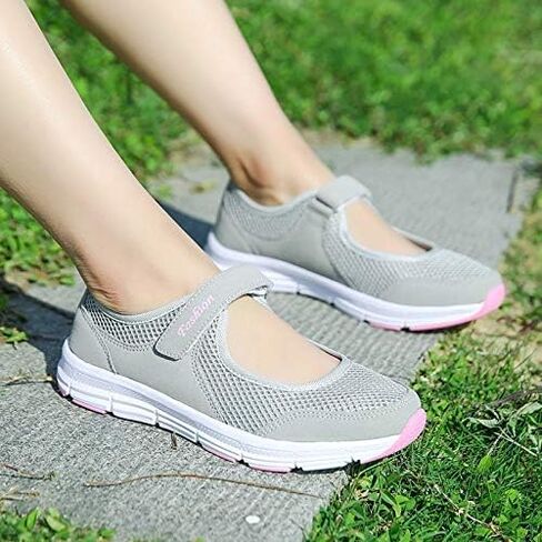 missfiona Womens Hollow Out Granny Walk Shoes Breathable Soft-Soled Mary Jane Flats Dance Shoes in Saudi Arabia