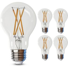 Feit Electric LED Clear A19 Medium Base Light Bulb - 60W Equivalent - 15 Year Life - 810 Lumen - 2700K Soft White - Dimmable | 4-Pack