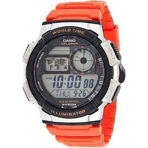 Casio Men's '10-Year Battery' Quartz Resin Casual Watch, Color:Orange (Model: AE-1000W-4BVCF)