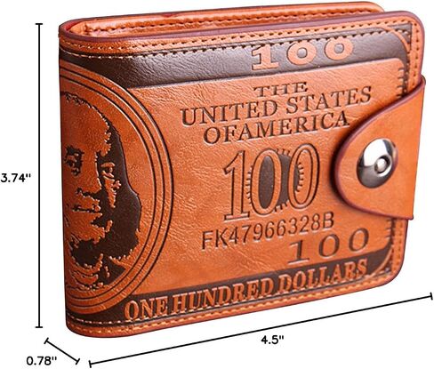 Men Us Dollar Bill Wallet Billfold Leather Credit Card Photo Holder in Kuwait