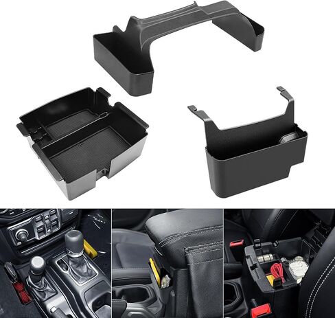 4PCS Center Console Organizer Compatible with 2018-2022 Jeep Wrangler JL JLU Accessories for Jeep Gladiator JT Accessories Gear Shift Side Tray Organizer,Hanging Armrest Storage Box,Co-Pilot Organizer in Kuwait