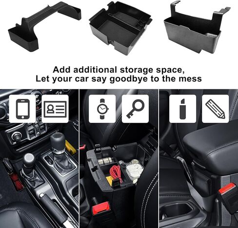 4PCS Center Console Organizer Compatible with 2018-2022 Jeep Wrangler JL JLU Accessories for Jeep Gladiator JT Accessories Gear Shift Side Tray Organizer,Hanging Armrest Storage Box,Co-Pilot Organizer in Kuwait