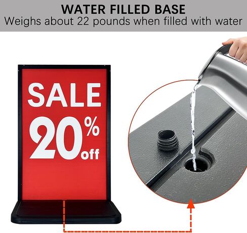 حامل عرض اللافتات الخارجية والداخلية مقاس 23.5 بوصة × 35.5 بوصة (لافتة خارجية جديدة) بقاعدة مملوءة بالماء in Kuwait