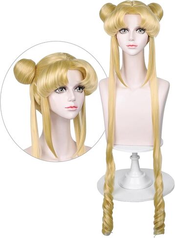 Max Beauty Kids Blonde Princess Cosplay Wig for Girl with Long Braided Hair , Daily Wig for Cosplay Synthetic Hair for Halloween Costume Party Hair Wig + Wig Cap ( Length : 19.69 INCH ) (Blonde) in Kuwait