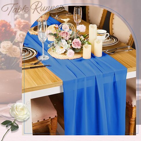 10ft Chiffon Table Runner 29 x 120 Inches Sheer Chiffon Fabric Wedding Runner Sheer for Wedding Birthday Party Bridal Shower Outdoor Decoration (Macaron Color,12 Pcs) in Saudi Arabia