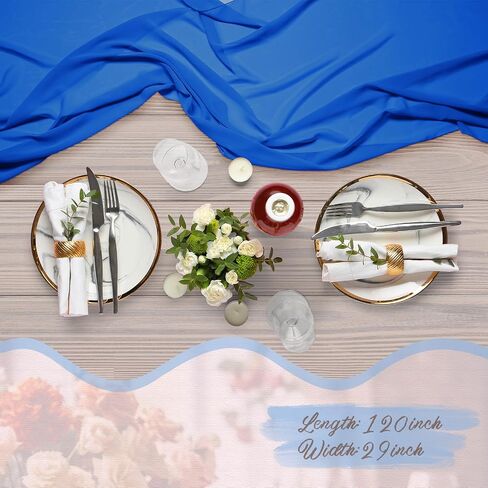 10ft Chiffon Table Runner 29 x 120 Inches Sheer Chiffon Fabric Wedding Runner Sheer for Wedding Birthday Party Bridal Shower Outdoor Decoration (Macaron Color,12 Pcs) in Saudi Arabia