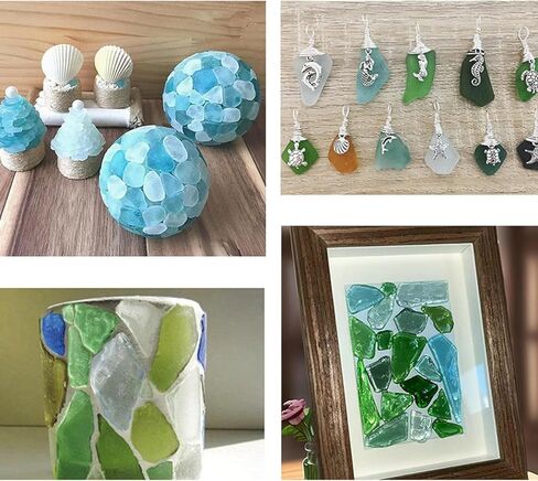 Yelsky 12oz أحجار زجاج البحر للحرف اليدوية، حصى زجاج البحر لحشو مزهرية الزفاف على الشاطئ، زجاج البحر السائب لتزيين خزان السلاحف السمكية، زجاج بحري مختلط باللون الأزرق والأبيض in Kuwait