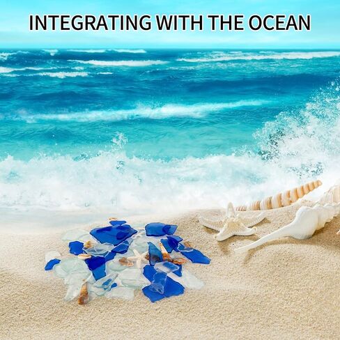 Yelsky 12oz أحجار زجاج البحر للحرف اليدوية، حصى زجاج البحر لحشو مزهرية الزفاف على الشاطئ، زجاج البحر السائب لتزيين خزان السلاحف السمكية، زجاج بحري مختلط باللون الأزرق والأبيض in Kuwait