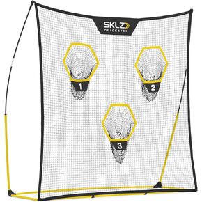 SKLZ Quickster 4-in-1 Multi-Skill Football Net for Pass, Punt, Kick and Snap Training,Black/yellow