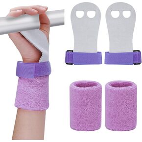 Abeillo 2 Gymnastics Grips Wristbands Sets for Girls Youth Kids, Gymnastic Hand Grips Gymnastic Bar Palm Protection and Wrist Support Sports Accessories for Kids Workout and Exercise