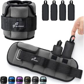 Sportneer Adjustable Ankle Weights for Women and Men：1 Pair 1 2 3 4 6 7 8 10 lbs Upgraded Easily Adjustable Leg Weight, Weighted Wrist Weight Strap for Gym, Fitness, Workout, Walking, Dancing