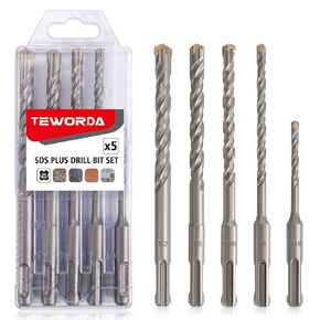 SDS-Plus Chisel Set for Rotary Hammer Drills, 3PC Masonry Concrete Drill Bit Set, Point Flat Scaling Chisels, Storage Case, 40CR Steel SDS Plus Bits for Masonry, Concrete, Brick, Stone,Tile Removal
