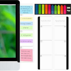 Multifunction Computer Monitor Memo Board - Transparent Computer Side Panel Memo Creative Monitor Side Panel with Phone Holder Suitable for Office Home Desktop (Left and Right) 1 Set