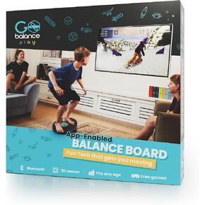 New Family Balance Board - 12 Connected Games for Fun, Coordination, and Balance. Professional 13.9" Board with Built-in Bluetooth Motion Sensor, Suitable for Kids & Adults Home Gym Workout Equipment