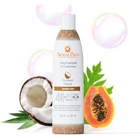 Aroma Paws Dog Shampoo and Conditioner - Aromatic Tearless Shampoo for Cleansing, Grooming, and Conditioning Sensitive Skin - Moisturizing Shampoo for Dogs and Puppies - Coconut Papaya 13.5 oz