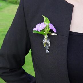Mini Vase Glass Bottles, Lapel Pin On Back Decorative Small Bottles, DIY Miniature Vase to Hold Tiny Blooms Flower for Wedding Party