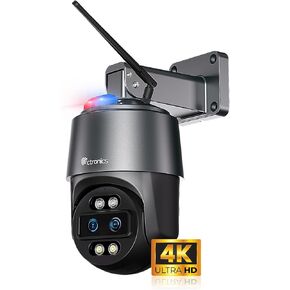 Ctronics [10X Hybrid Zoom] 4K 8MP Outdoor Security Camera with Dual-Lens, Auto Tracking & Zoom, 2.4/5GHz WiFi, AI Human/Vehicle/Animal Detection, 256GB TF/Cloud/FTP/NAS Storage, Color Night Vision