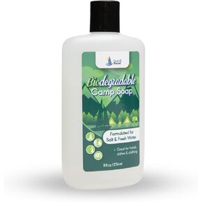 Biodegradable Camping Soap - 8 Ounce Unscented All Purpose Camping Soap Containing No Dyes or Fragrances - Formulated Camping Hand Soap and Backpack Soap - Camp Wash and Outdoor Soap for RVs and Camps