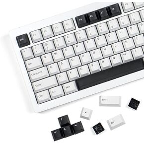 XVX WOB Keycaps 168 Keys, Double Shot PBT Custom Keycap Set, Minimalist Style White on Black Keycaps, Cherry Profile Keyboard Keycaps for Cherry Gateron MX Switches Mechanical Keyboard
