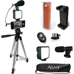 Acuvar Vlogging Kit for Smartphones, iPhones, Android, Tablets, DSLR, Cameras for Online Live Streaming, Video Conference, YouTube, Instagram TikTok