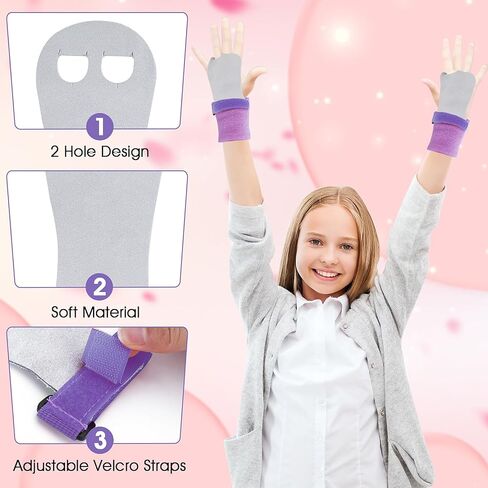 Abeillo 2 Gymnastics Grips Wristbands Sets for Girls Youth Kids, Gymnastic Hand Grips Gymnastic Bar Palm Protection and Wrist Support Sports Accessories for Kids Workout and Exercise in Kuwait