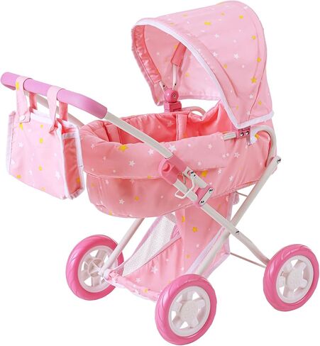 Olivia’s Little World - Baby Doll Bassinet Stroller, Baby Doll Pram Stroller Buggy for 3 Year Old Girls Toddlers, 2 in 1 Deluxe Doll Stroller for up to 16" Dolls, Toy Baby Stroller - Iridescent Color in Saudi Arabia