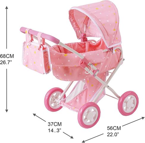 Olivia’s Little World - Baby Doll Bassinet Stroller, Baby Doll Pram Stroller Buggy for 3 Year Old Girls Toddlers, 2 in 1 Deluxe Doll Stroller for up to 16" Dolls, Toy Baby Stroller - Iridescent Color in Saudi Arabia