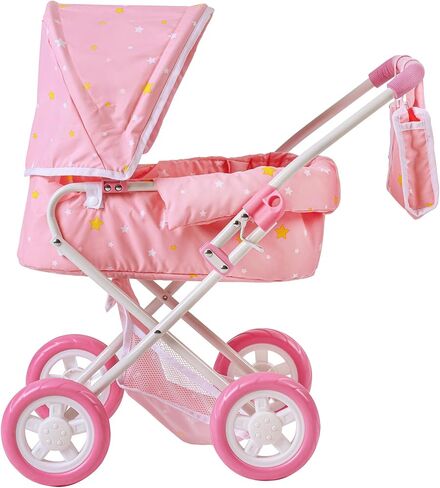 Olivia’s Little World - Baby Doll Bassinet Stroller, Baby Doll Pram Stroller Buggy for 3 Year Old Girls Toddlers, 2 in 1 Deluxe Doll Stroller for up to 16" Dolls, Toy Baby Stroller - Iridescent Color in Saudi Arabia