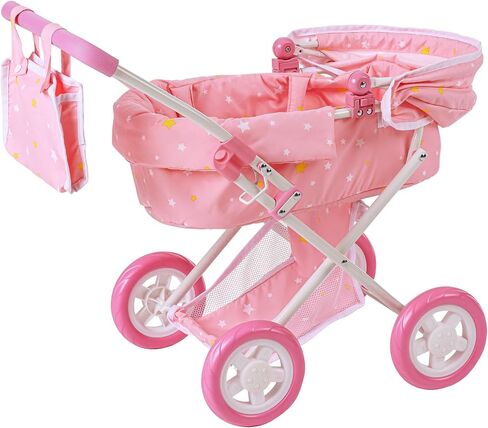 Olivia’s Little World - Baby Doll Bassinet Stroller, Baby Doll Pram Stroller Buggy for 3 Year Old Girls Toddlers, 2 in 1 Deluxe Doll Stroller for up to 16" Dolls, Toy Baby Stroller - Iridescent Color in Saudi Arabia