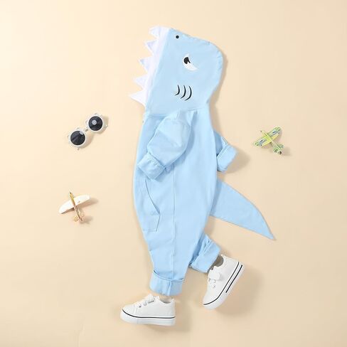 Newborn Baby Boys Girls Cartoon Shark Dinosaur Hoodie Romper Onesies Outfits in Saudi Arabia