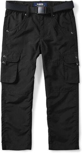 OCHENTA Boy's Pull on Casual Cargo Pants، سريع الجفاف في الهواء الطلق للمشي لمسافات طويلة وصيد الأسماك للأطفال الشباب رمادي 160-9-10 سنوات in Kuwait