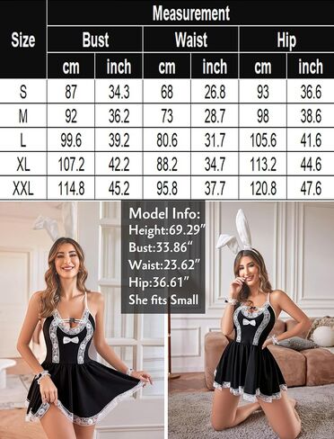 Avidlove Maid Costume Cosplay Lingerie Set Mesh Chemise Babydoll Lace Roleplay Outfit 4 Piece Strap Nightwear in Saudi Arabia