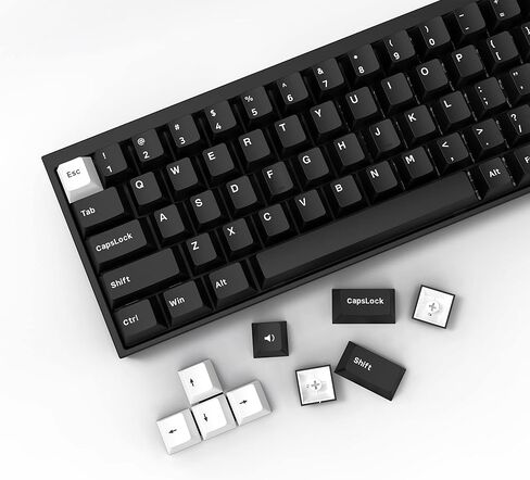 XVX WOB Keycaps 168 مفتاحًا، مجموعة أغطية مفاتيح مخصصة PBT مزدوجة اللقطات، نمط بسيط باللون الأبيض على أغطية مفاتيح سوداء، أغطية مفاتيح للوحة المفاتيح ذات شكل الكرز للوحة المفاتيح الميكانيكية Cherry Gateron MX in Kuwait