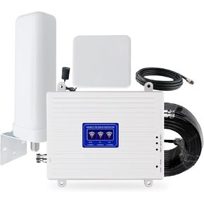 Cell Phone Signal Booster for Home use in Bands 1, 3, 8, 900, 1800, 2100 MHz(Work in EU Brasil) GSM DCS 2G/3G/4G Tri-Band Booster