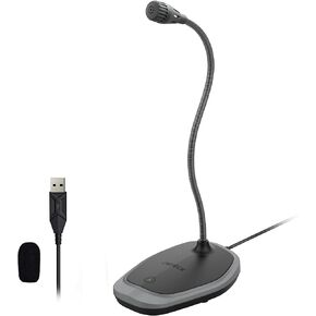USB Microphone, Plug & Play Microphone for PC, Desktop Omnidirectional Condenser Laptop Mic, Mute Button with LED Indicator, Compatible with Windows/Mac, Ideal for YouTube Videos, Skype, Recording