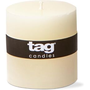 TAG Chapel 3X4 Ivory Pillar Paraffin Wax Candle Unscented Drip-Free Long Burning 46 Hours For Home Decor Wedding Parties 3x4 Ivory