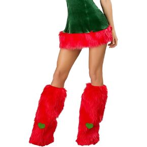 Baynoyia Faux Fur Fuzzy Leg Warmers for Women Girls Fleece Boot Cuff Cover Covers Christmas Cosplay Party Accessory Set